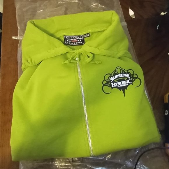 Supreme/100% authentic hysteric glamour zip up hooded sweatshirt lime.💯💯💥💫💦